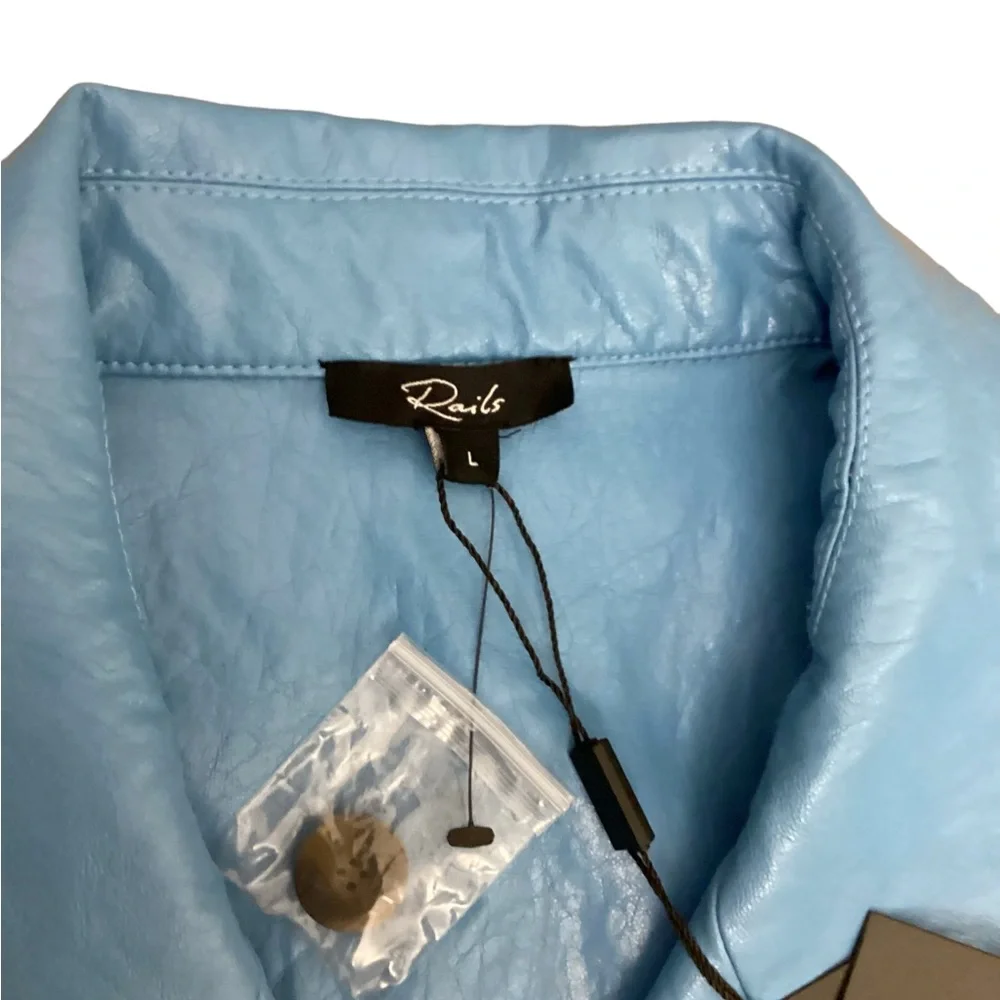 NWT Rails The Romily Vegan Leather Utility, Safari jacket in Bluestone Size L - Picture 10 of 15